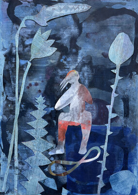 Traum vom Wachsen / Collage aus früheren, rezyklierten Arbeiten / 35 x 25 cm