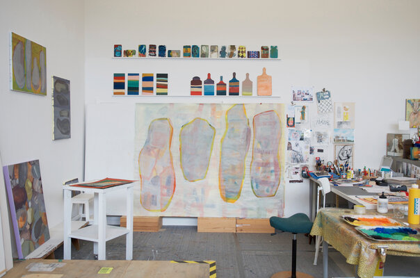 Ateliersituation mit der vorerst fertigen Arbeit