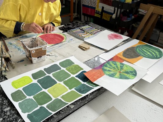 Melonen im Atelier (Grün mischen) September 2025